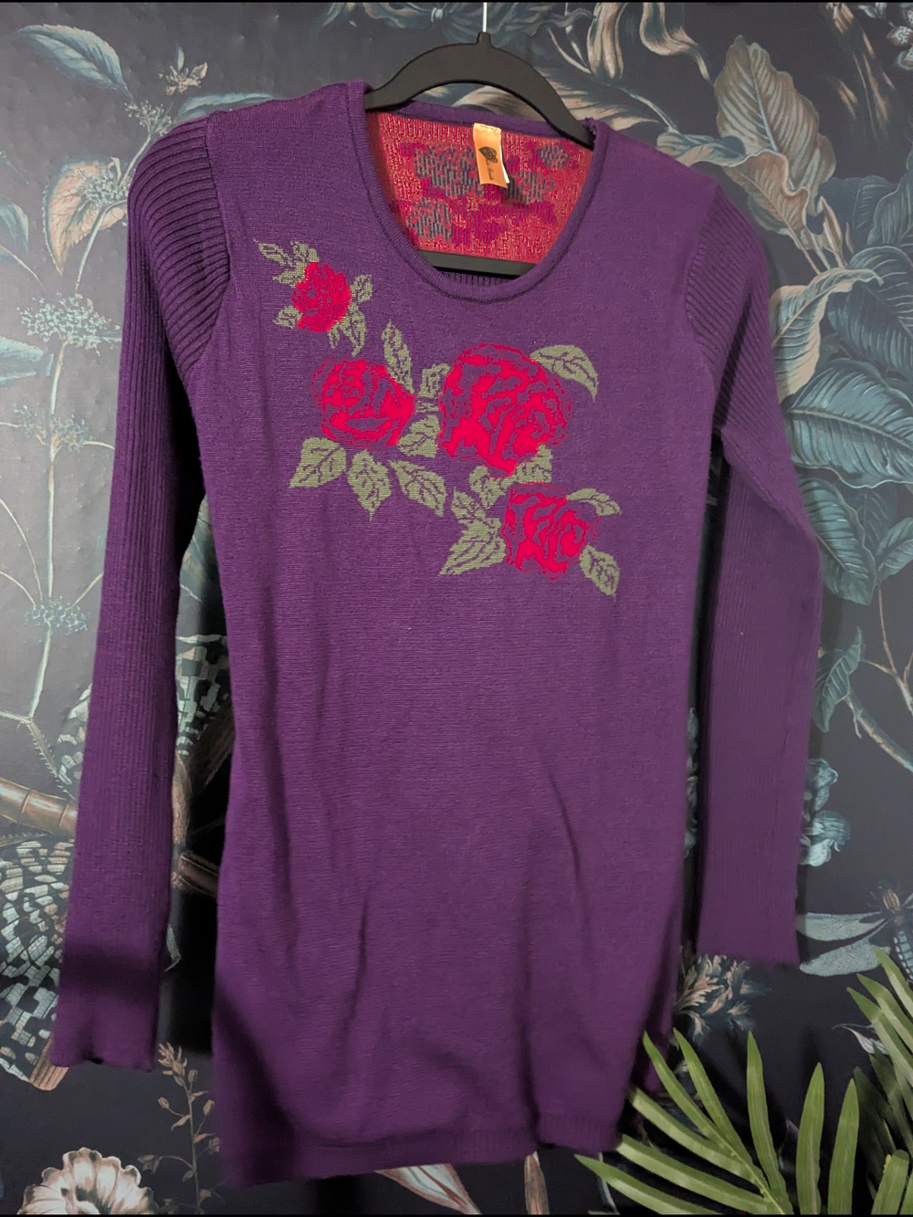 Dolce Bonita Purple Rose Layering Sweater Sz L